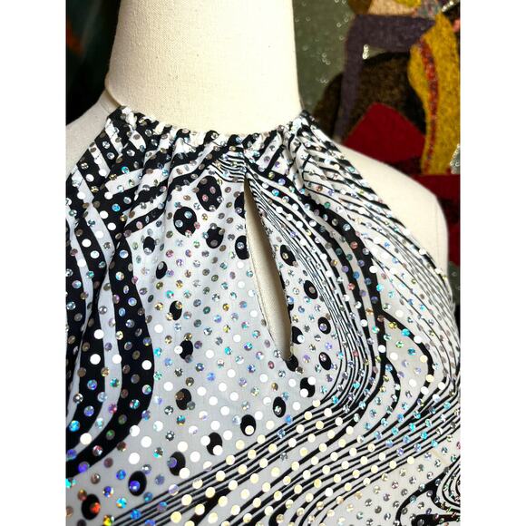 Y2K Self Esteem Psychedelic Halter Top | Glam Rock Party Top | L - Picture 3 of 8